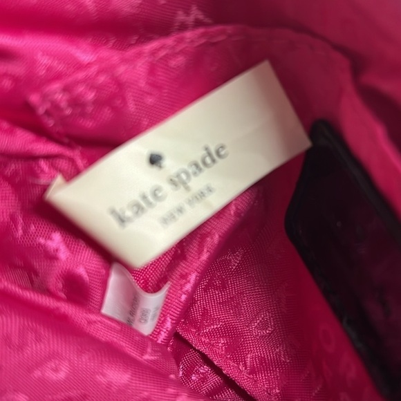 Kate Spade Patent Stripe Black Cream Zip Clutch Bag - Picture 7 of 7